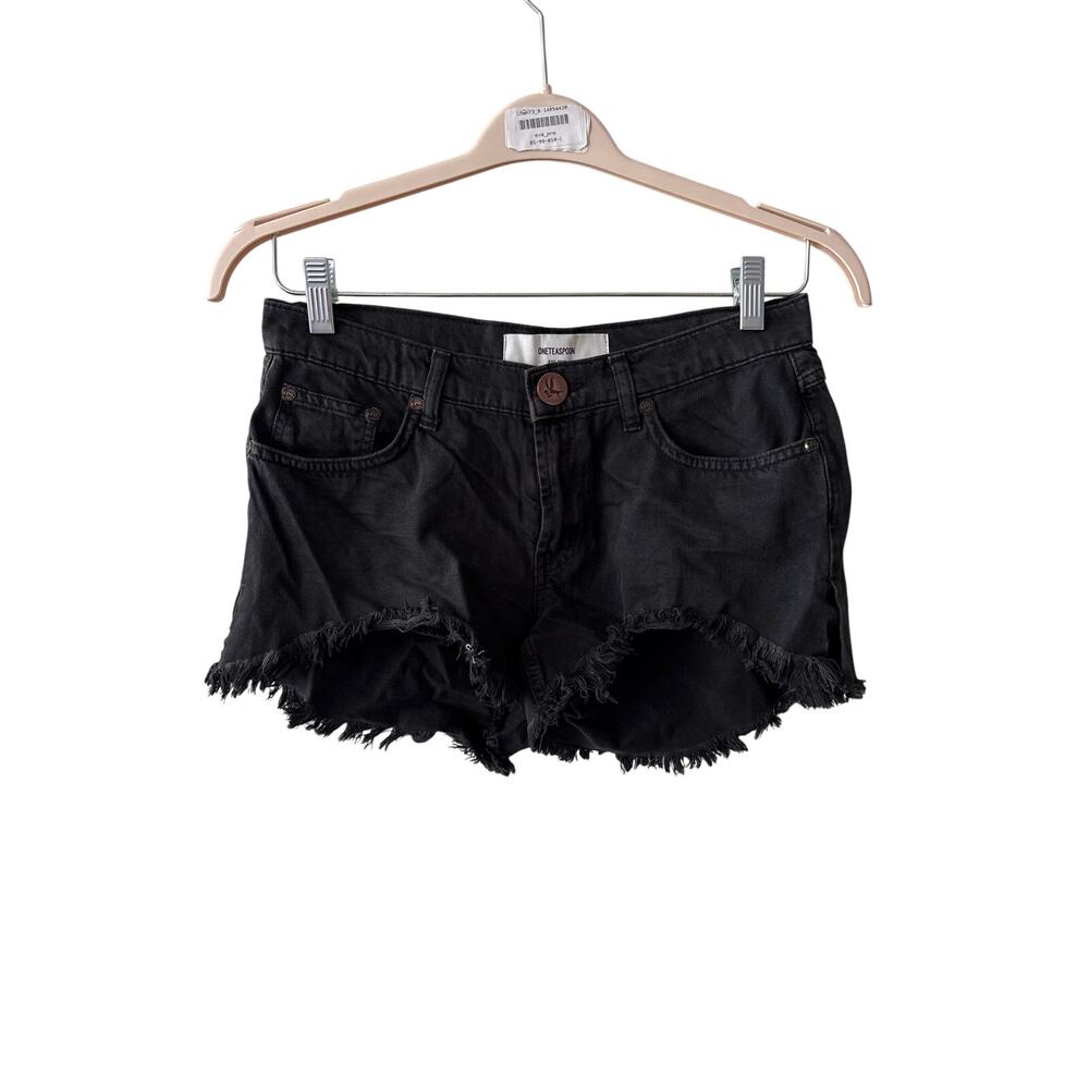 One Teaspoon Sz XS/26 Marlons Black Low Waist Cut Off Summer Denim Jean Shorts